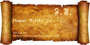 Hamar Mihály névjegykártya