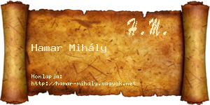 Hamar Mihály névjegykártya
